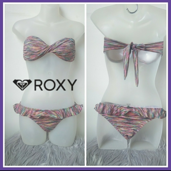 EUC Roxy strapless bandeau bikini sz S - Picture 1 of 3